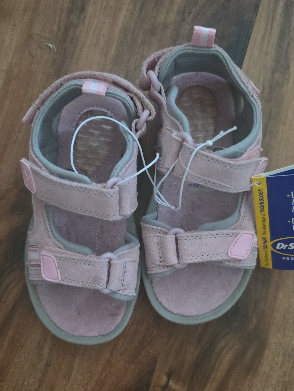 Dr. Scholl's Kids Light Pink Suede Adjustable Sandals